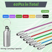 Multi Color Random Stainless Steel Keychain Wire Cable Rope Luggages Screw Lock Ring Key Keyring Loop Circle Hang Chain Tag