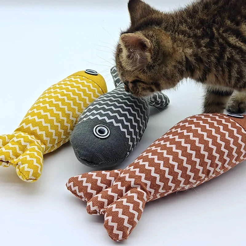 Plush Fish Toys for Pet Cat Dog Canvas Bites Playment Sleeping Indoor Exercise Teeth Grinding Kitten Chewing Pet Accessories