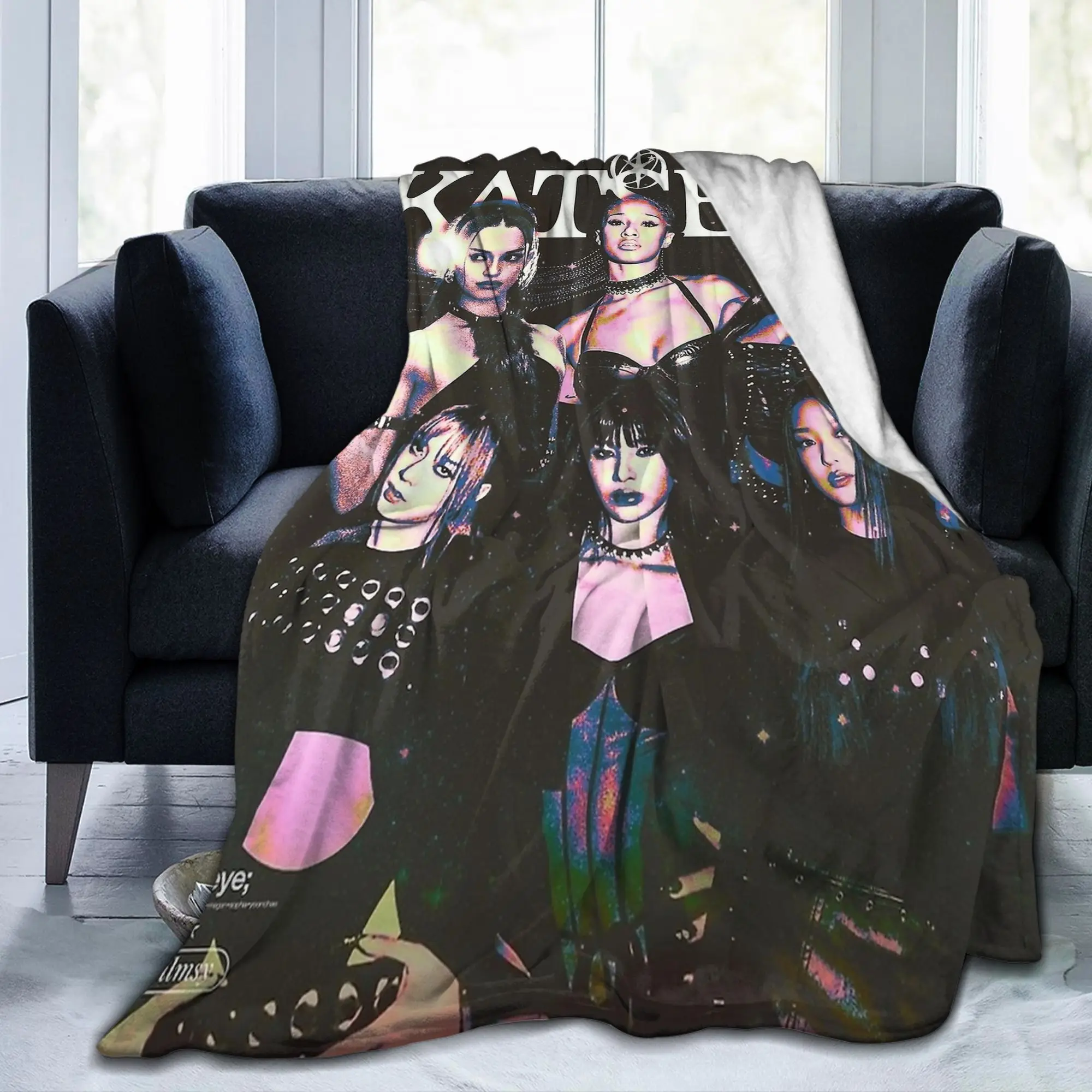Katseye Kpop Blanket Flannel Printed  Breathable Ultra-Soft Throw Blankets for Home Couch Plush Thin Quilt