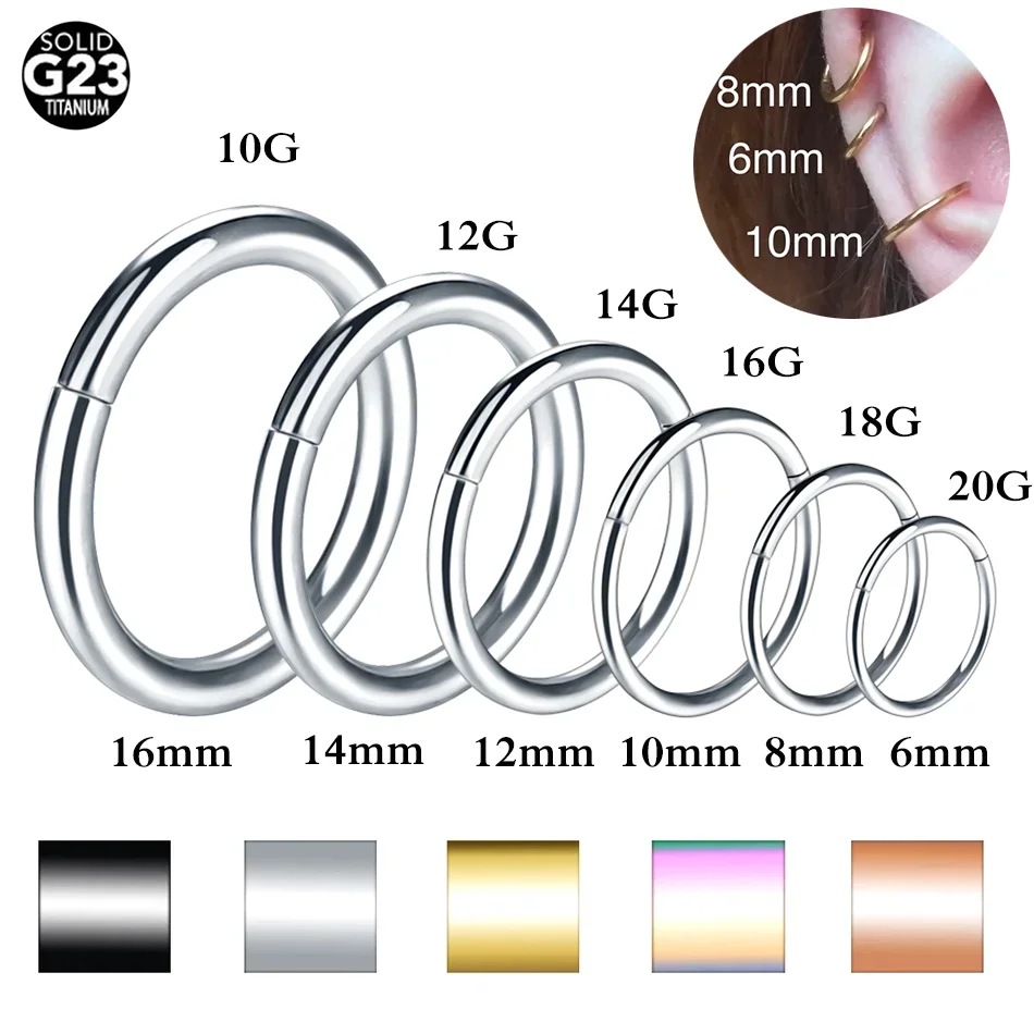 Anneaux de Segment articulés en titane, 1 pièce, cerceau de Clicker pour Septum de nez, conque de Cartilage, Tragus Helix Rook, Piercing à lèvres, bijoux pour le corps