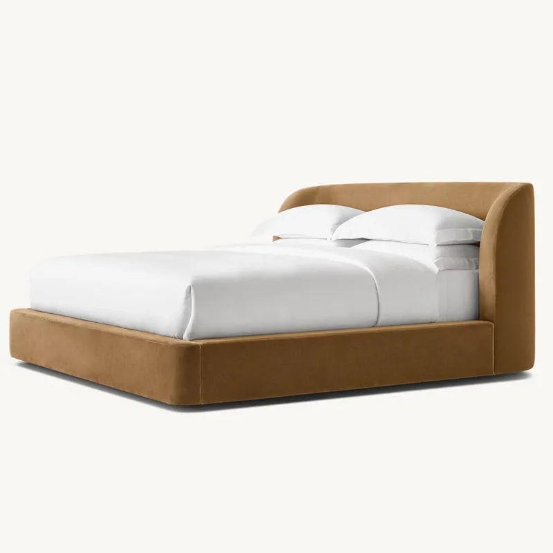 

Light luxury soft bag bedroom 1.8 wedding bed American retro wabi wind solid wood fabric double bed RH master bed