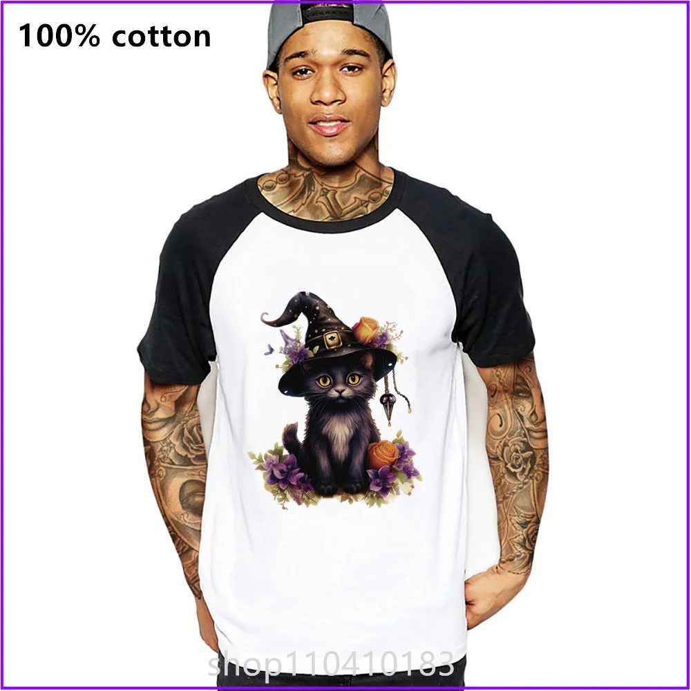 Cute Halloween Black Cat Sja2016 T Shirts For Men'S Women Tshirt T-Shirt Clothing Oversized Manufacturers Custom Sports Short Cl