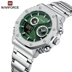 NAVIFORCE Men's Watch Fashion Waterproof Stainless Steel Quartz Wristwatches Multifunctional Analog Alarm Clock Reloj Hombre