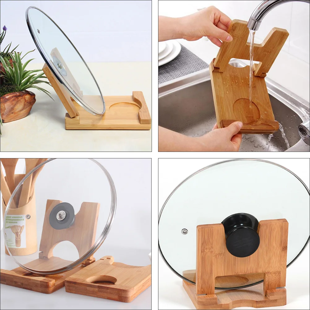 

Bamboo Pot Lid Holder Kitchen Utensil ganizer Pan Cover Rack Safe Multipurpose Creative Simple HomeDecoration Style Easy