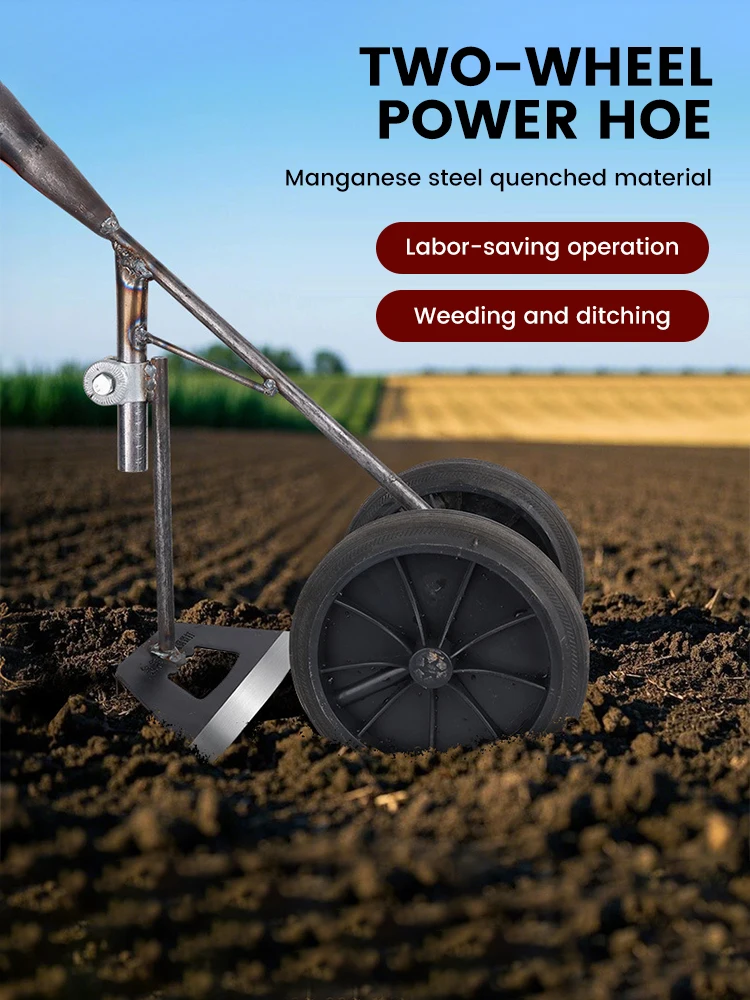 

Double Wheels Household Hand-Pushed Hoe, Wheeled Hoe, Weeder, Garden, Micro Tillage Machine, Turning Soil, Trenching Plow, Push