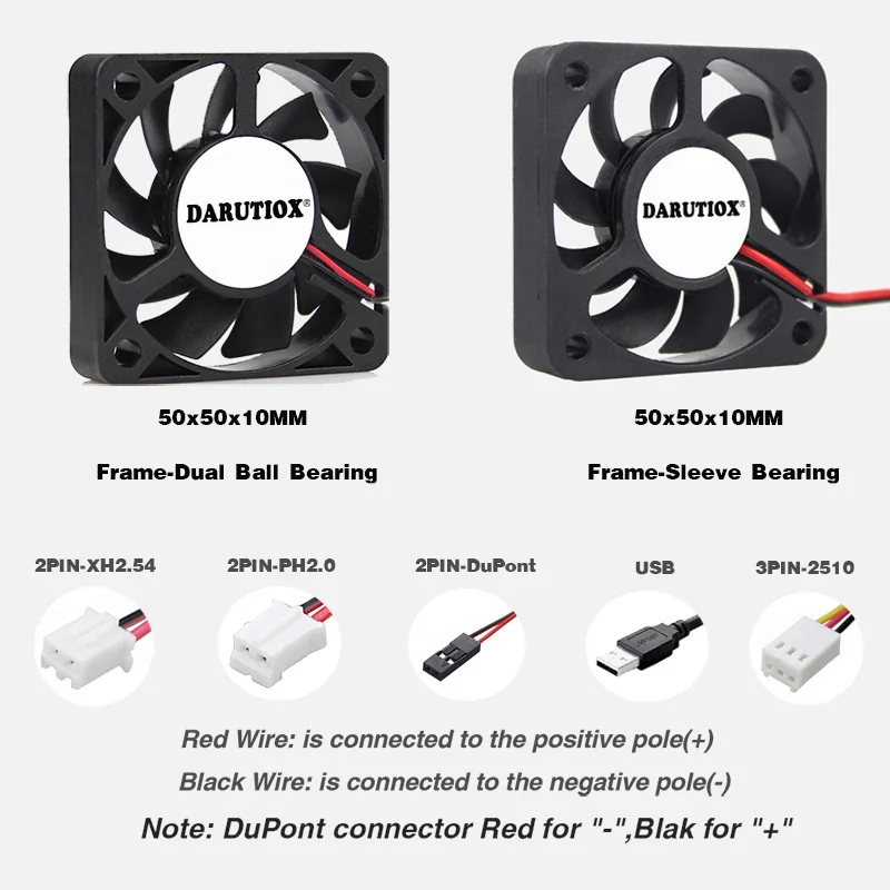2 шт. 5 в 12 В 24 В 5010 50 мм вентилятор с шарикоподшипником 50x50x10 мм вентилятор 5010 охлаждающий вентилятор 5 см кулер для ПК ноутбука вентилятор Радиатор Вентиляторы