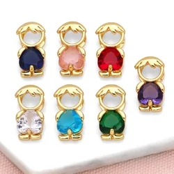 OCESRIO Multicolor Heart Crystal Little Boy Pendant for Necklaces Copper Gold Plated Jewelry Making Supplies Handmade pdtb613