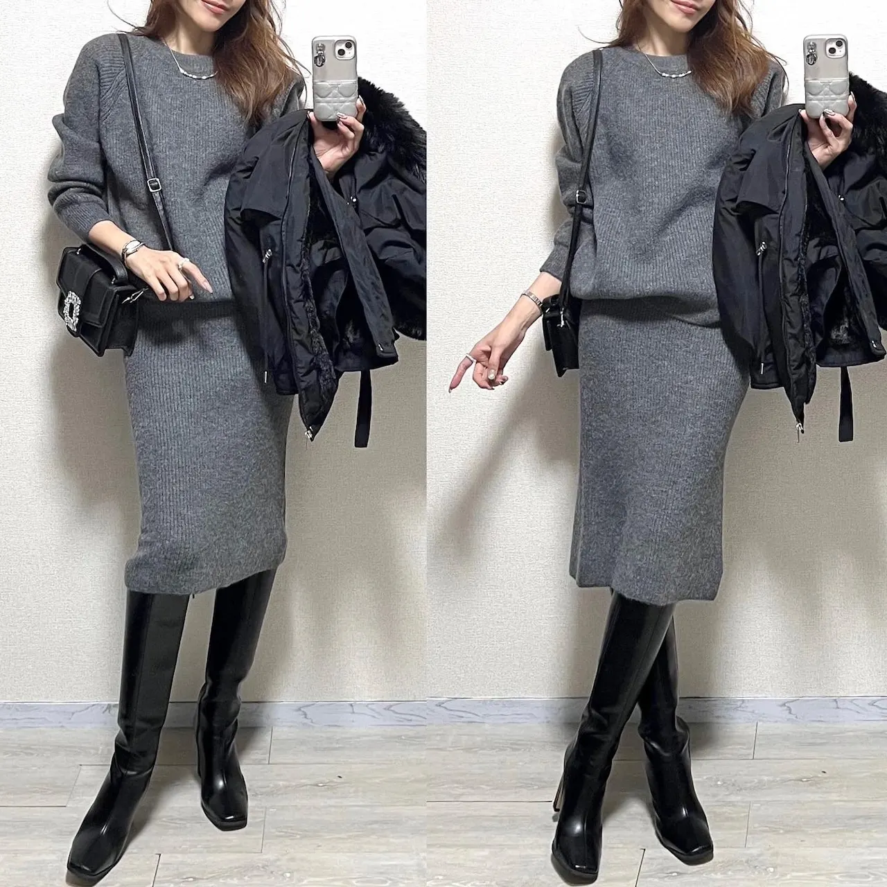 

Fashion Slim Half Skirt Two Piece Set Women Knitted Clothing Outfits Spring Autumn Lady Elegant O-neck Sweater Pullover Set