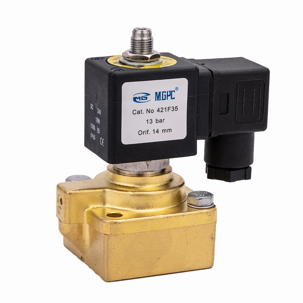 Detalhe 4 de Válvula solenoide MGPC 321F35 322F35 421F35 40Bar 13 bar Bottle Blowing Machine Sub-base Mounting Brass High Pressure Solenoid Valve Água e vapor