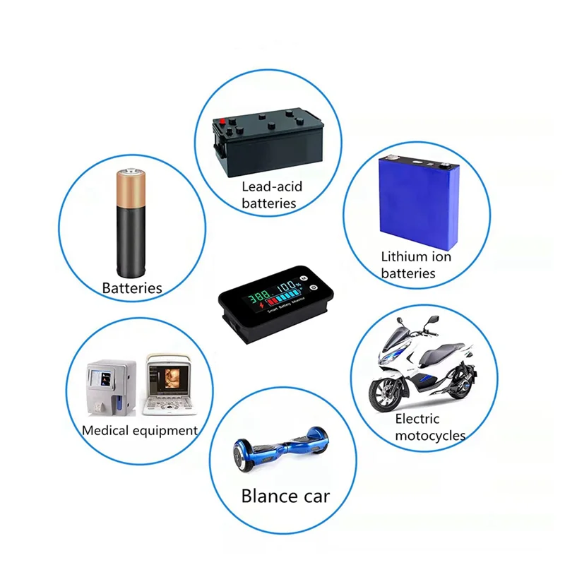 

Цифровой тестер емкости аккумулятора 7-100 В, монитор напряжения, температуры, измеритель напряжения для автомобильных кораблей, IPX7, водонепроницаемый