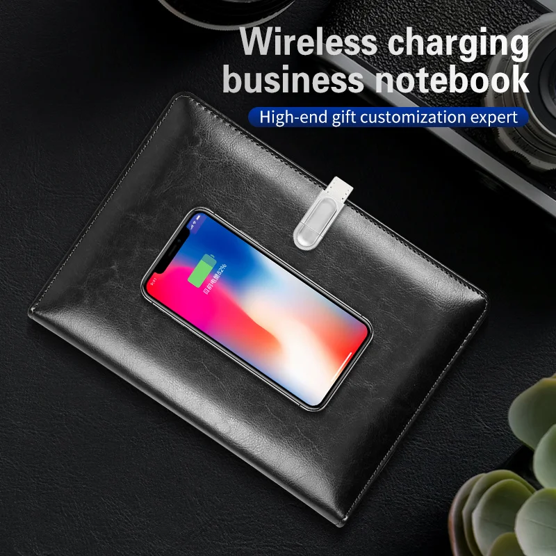 Customizable Wireless Charging Powerbank 6000 mAh Charger Power Bank Diary Notebook with Usb