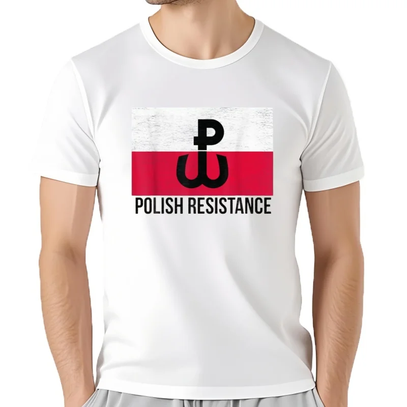 Camiseta Polish Resistance Flag of Polonia para hombre, camisetas informales de manga corta 100% de algodón con cuello
