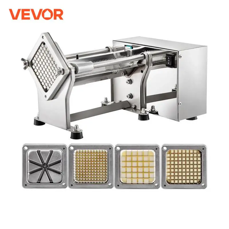 

VEVOR Electric Vegetable Cutter Horizonal Fruit Silcer 4 Replaceable Blades Stainless Steel Food Processors for Home Appliances