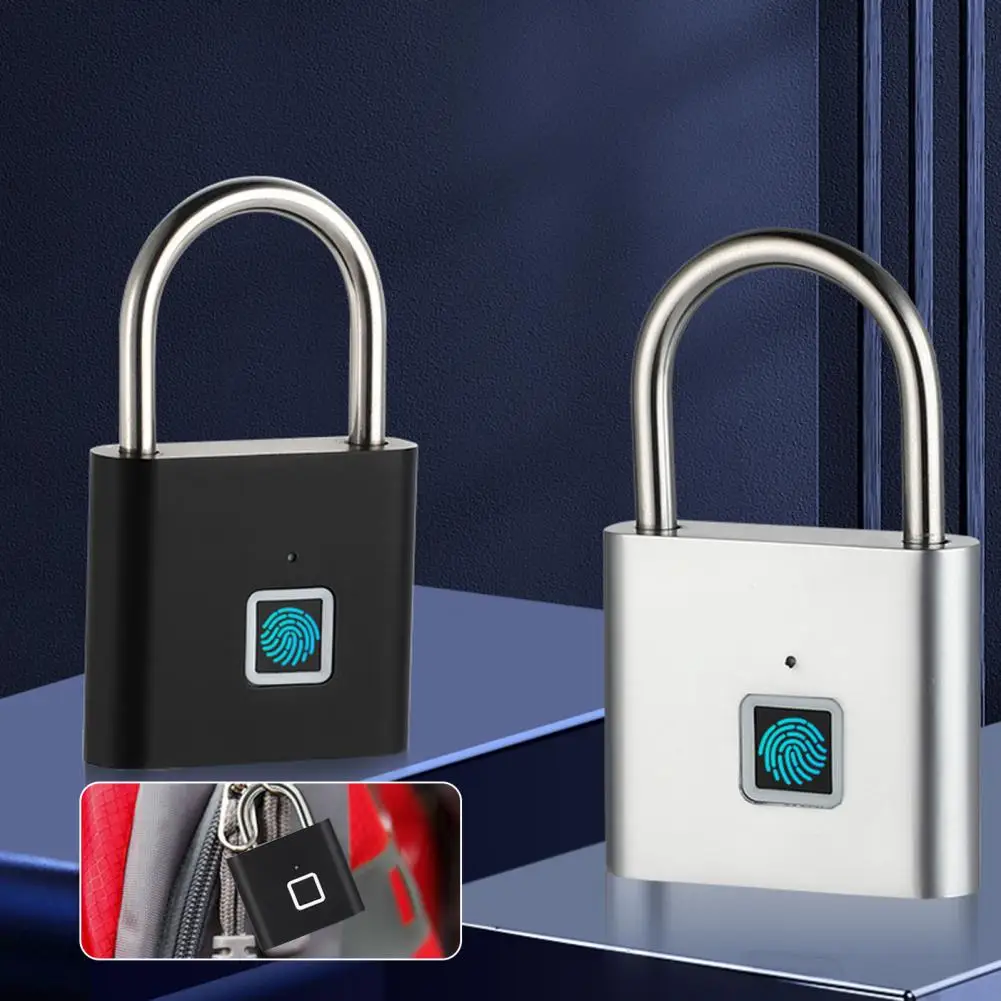 Fingerprint Lock with Chip Biometric Security Padlock Heavy Duty Biometric Fingerprint Padlock for Outdoor School Gym Locker Usb