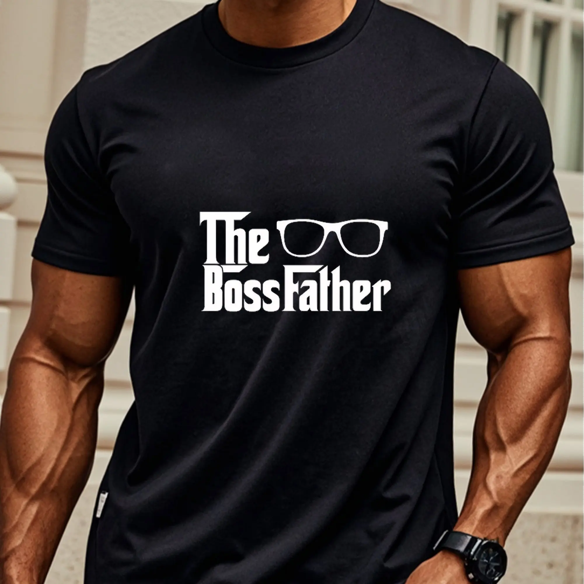 Men's black t-shirt made of 100% cotton featuring 