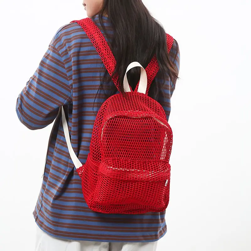 Backpack Women Nylon Summer Solid Hollow Out Fashion Simple Semi-transparent Breathable Backpack Unisex