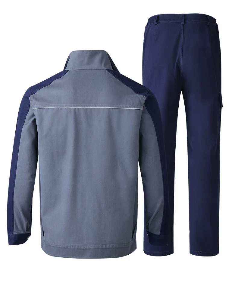 Herren-Arbeitsanzug aus strapazierfähiger Baumwolle, zweiteilig, mit mehreren Taschen, Jacke und Cargohose, Outdoor-Arbeitsuniform, lässiger Alltagsanzug für die Baubranche. – Detail 3