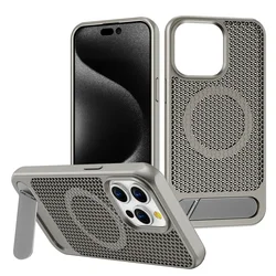 Luxury Matte Magnetic Phone Case for IPhone 15 14 13 12 11 Pro Max Plus Stand Heat Dissipation Hollow Stand Cover