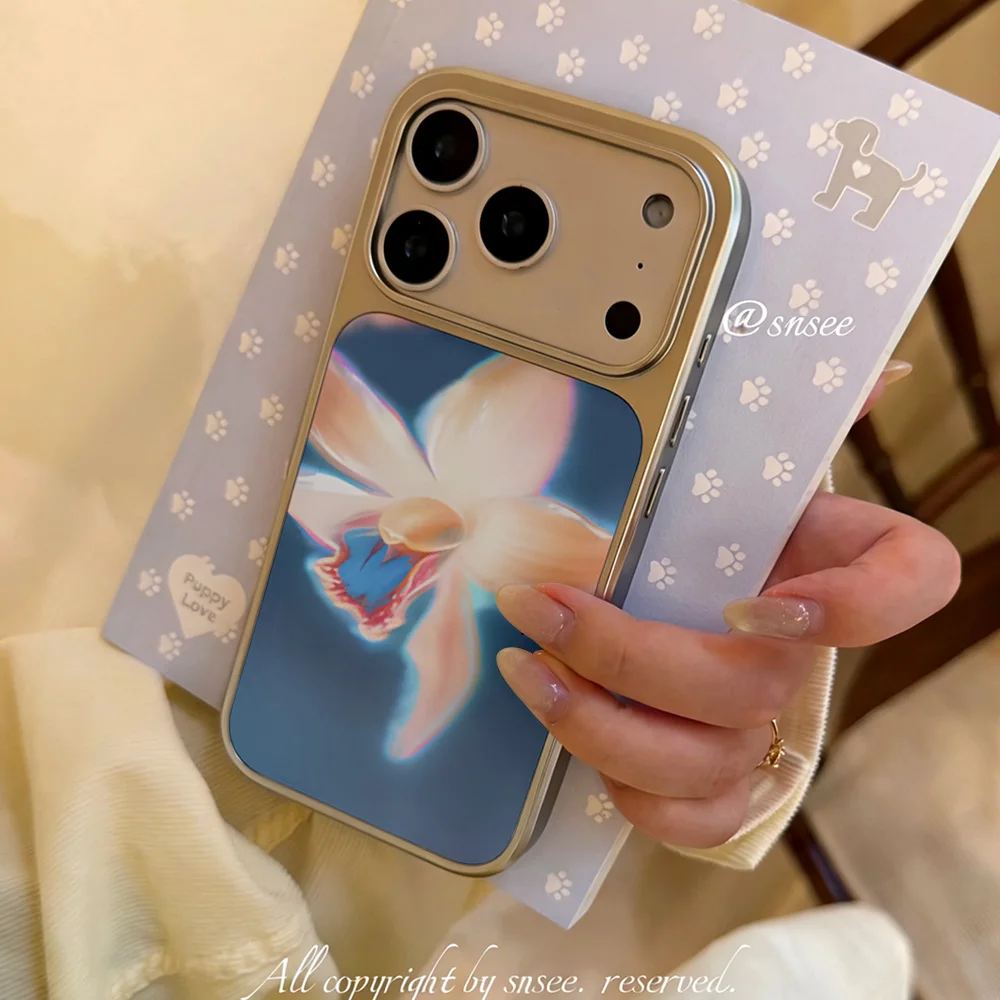 Modische Orchideen-Kunst Handyhülle für iPhone 17 16e 16 15 14 13 12 11 Air Pro Max X XR XSMAX 8 Plus Luxuriöse Transparente Weiche Rückabdeckung – Detail 6