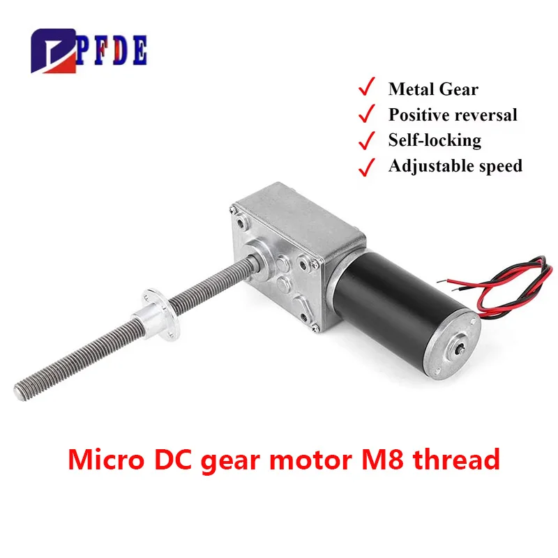 5840-31ZY Copper Worm Gear Reducer Motor With M8 Screw Shaft 12V 24V Self-locking Motor 12-470RPM for Electronic Starter