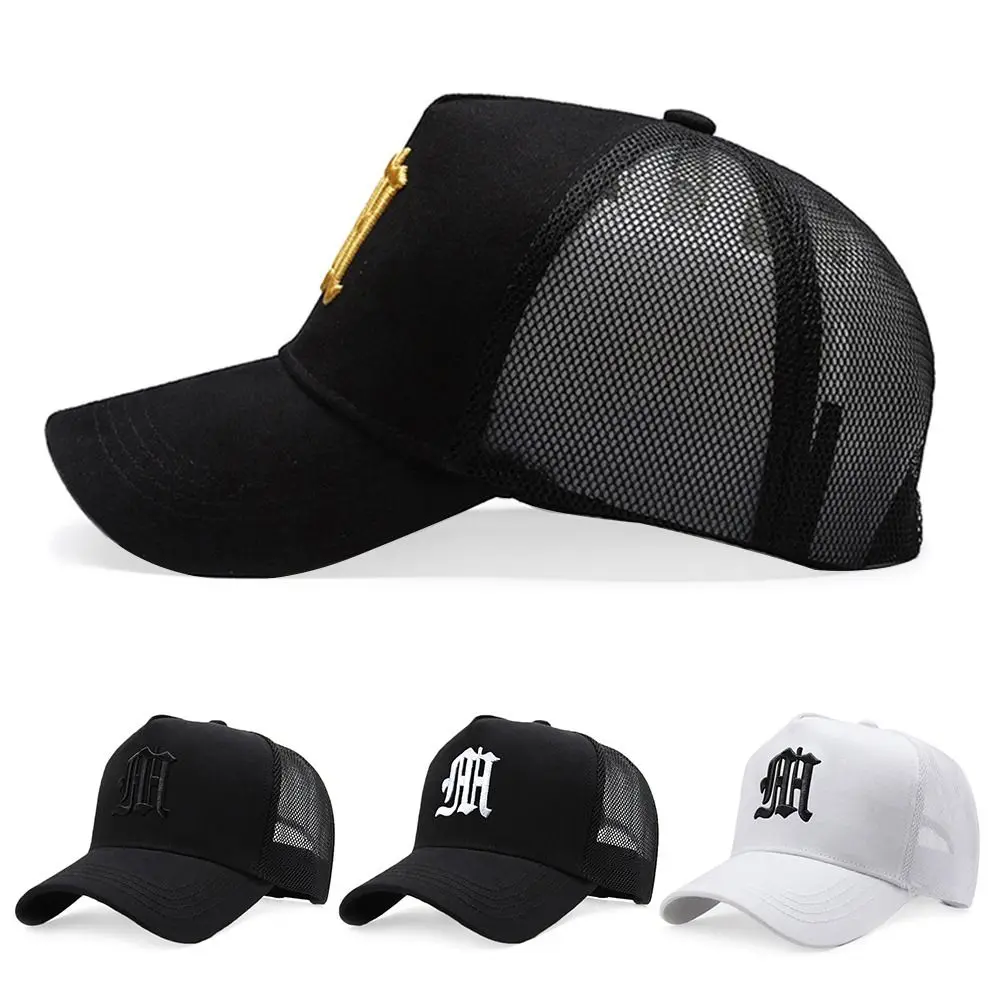 

Casual Mesh Summer Baseball Cap Hip Hop Letter Sun Hats UV Protection Big Head Trucker Cap Men Women