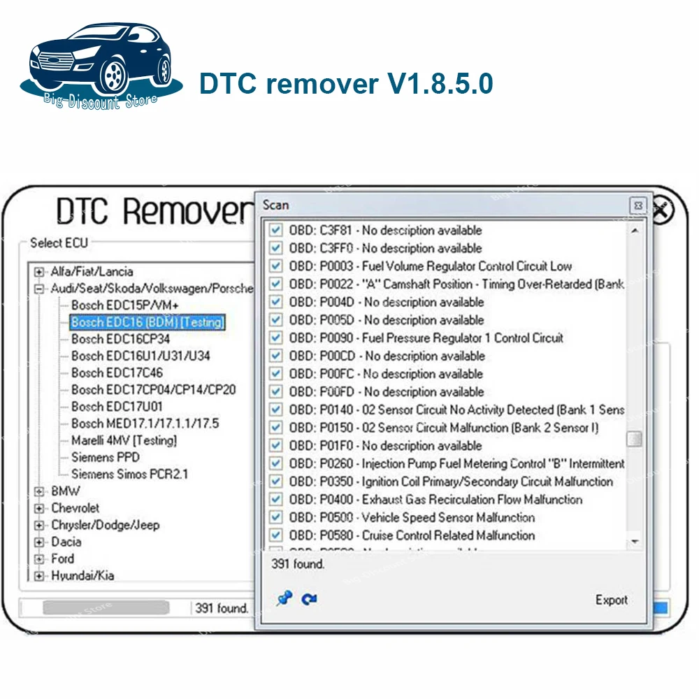 D-T-C Remover 2024 Hot sale For KESS KTAG FGTECH OBD2 Software MTX D-T-C Remover 1.8.5.0 With Keygen D-T-C SW Software ECU Fault