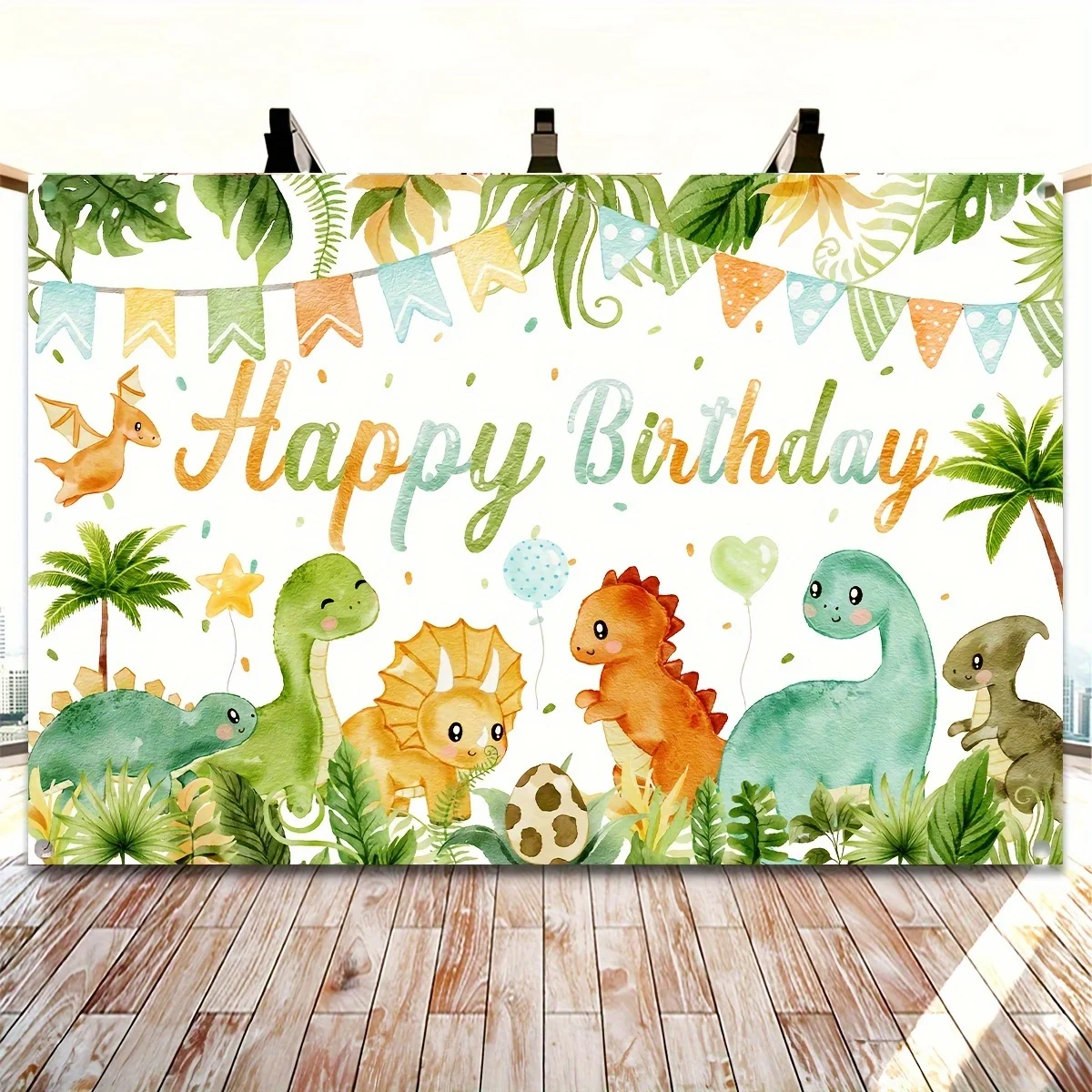 Dinosaur-themed Birthday Background Cloth Vibrant Decoration for Unforgettable Memories, Customizable Background