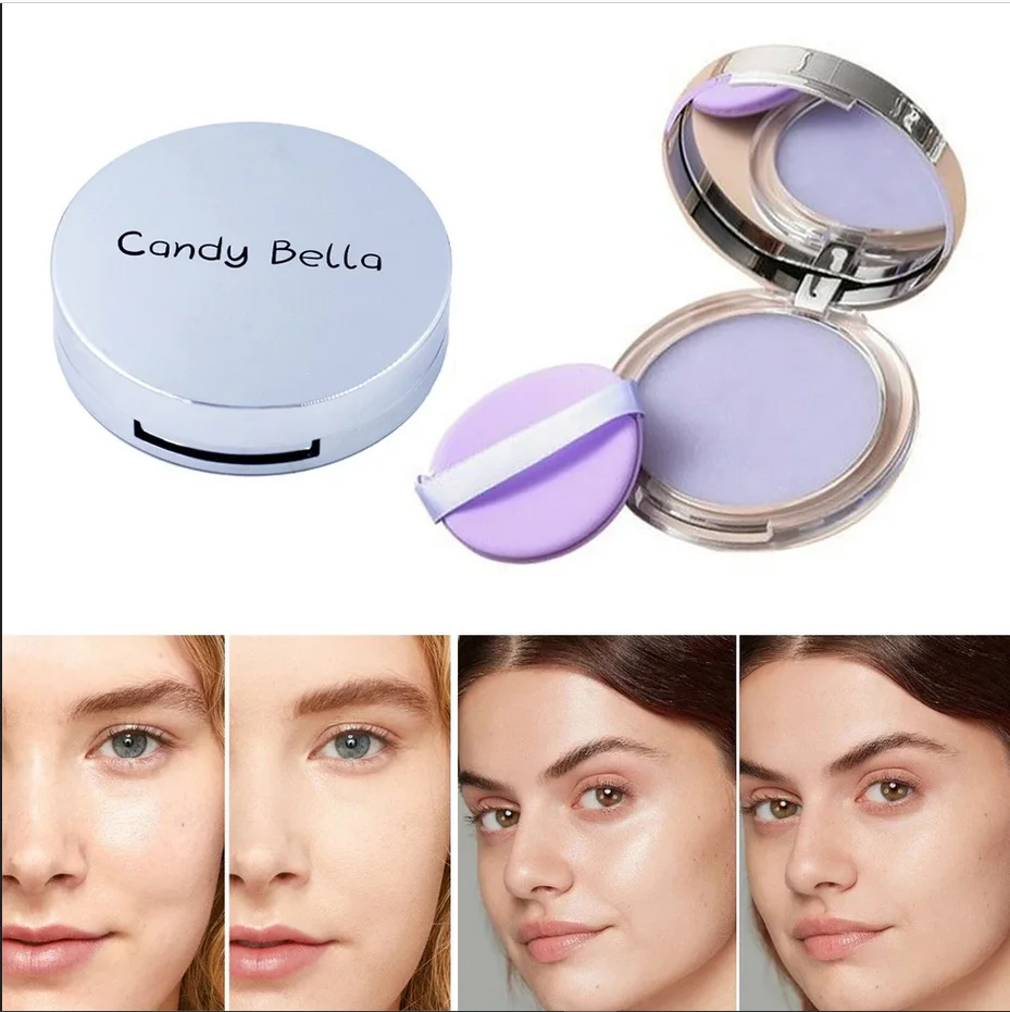 Candy Bella Violet Radiance Oil-Absorbing Setting Powder,Lightweight, Long-Lasting Matte Finish,Includes Mirror & Applicator