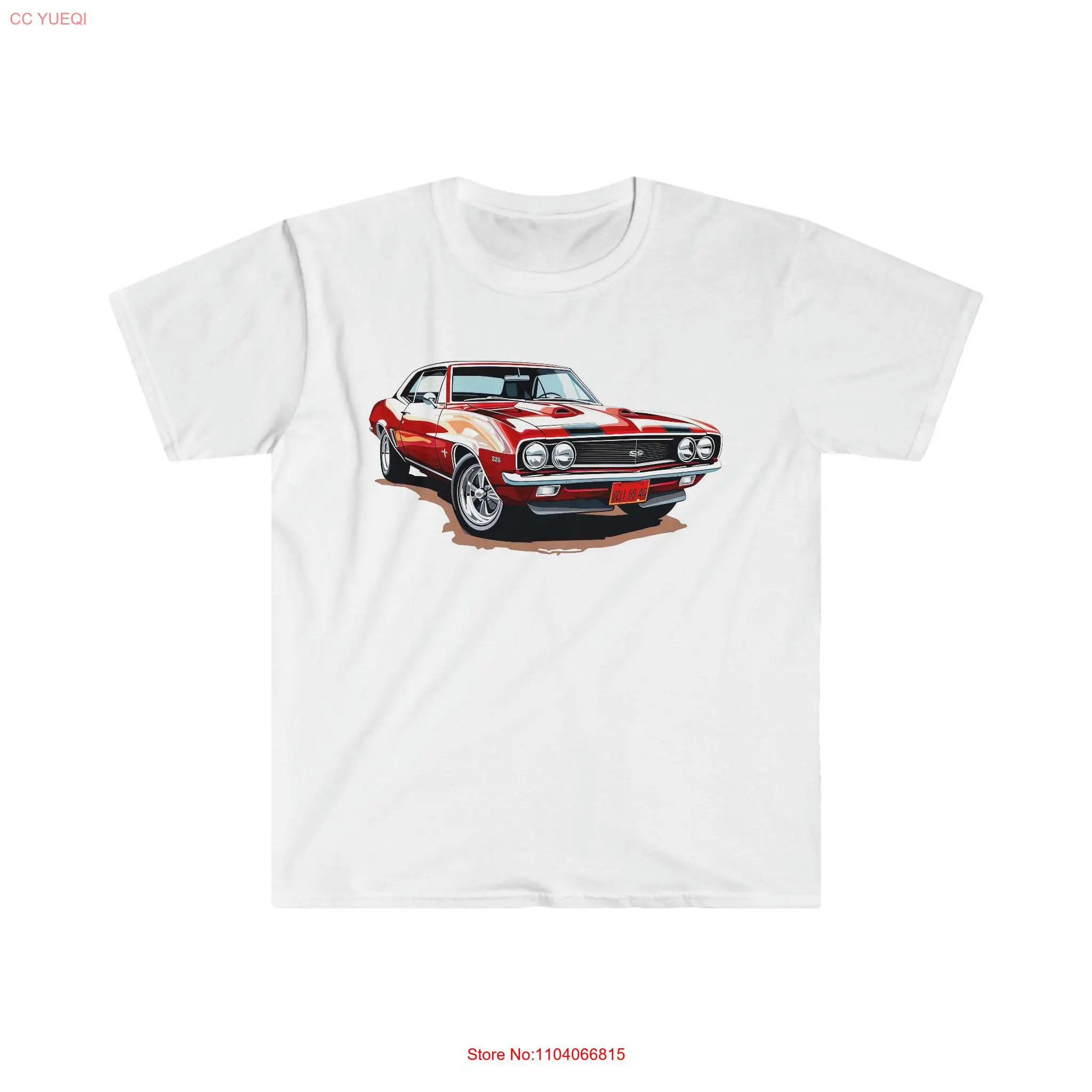 

Classic Muscle Car T Shirt Orange Black Racing Stripes long or short sleeves