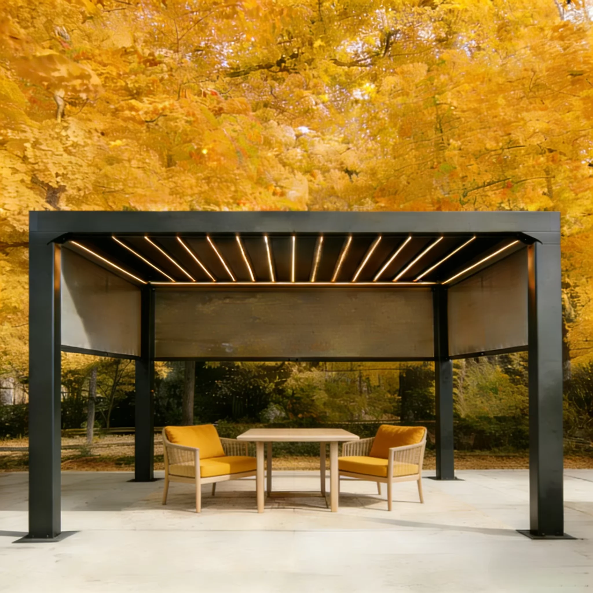 Waterproof Electric Louvered Aluminum Bioclimatic Pergola Heavy Duty Gazebo 3x3 Canopy Outdoor Furniture for Garden Patio