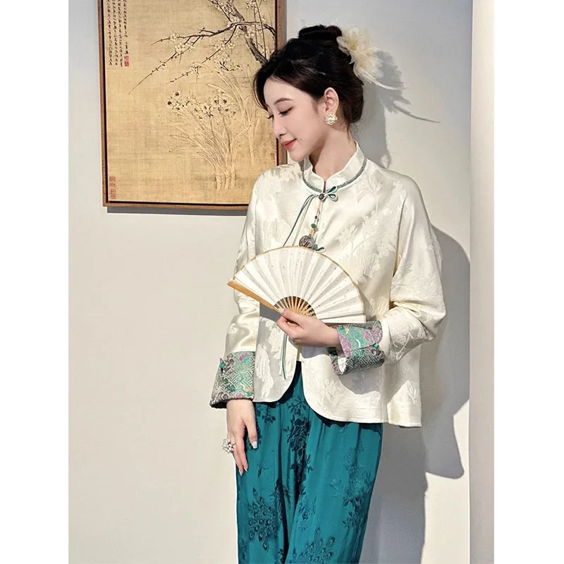 

New Chinese Sle Women's Outerwear Spring 2025 High-End Cool National Sle Button up Top Bot Two-Piece Set Faionable