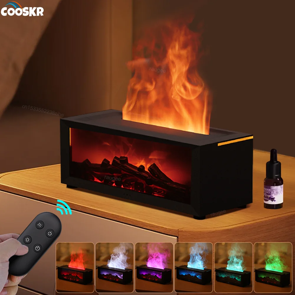 Essential Oil Diffusers Aroma Air Humidifier Home Flame Aromatherapy Fragrance Diffuser with RGB LED Light and Remote Control