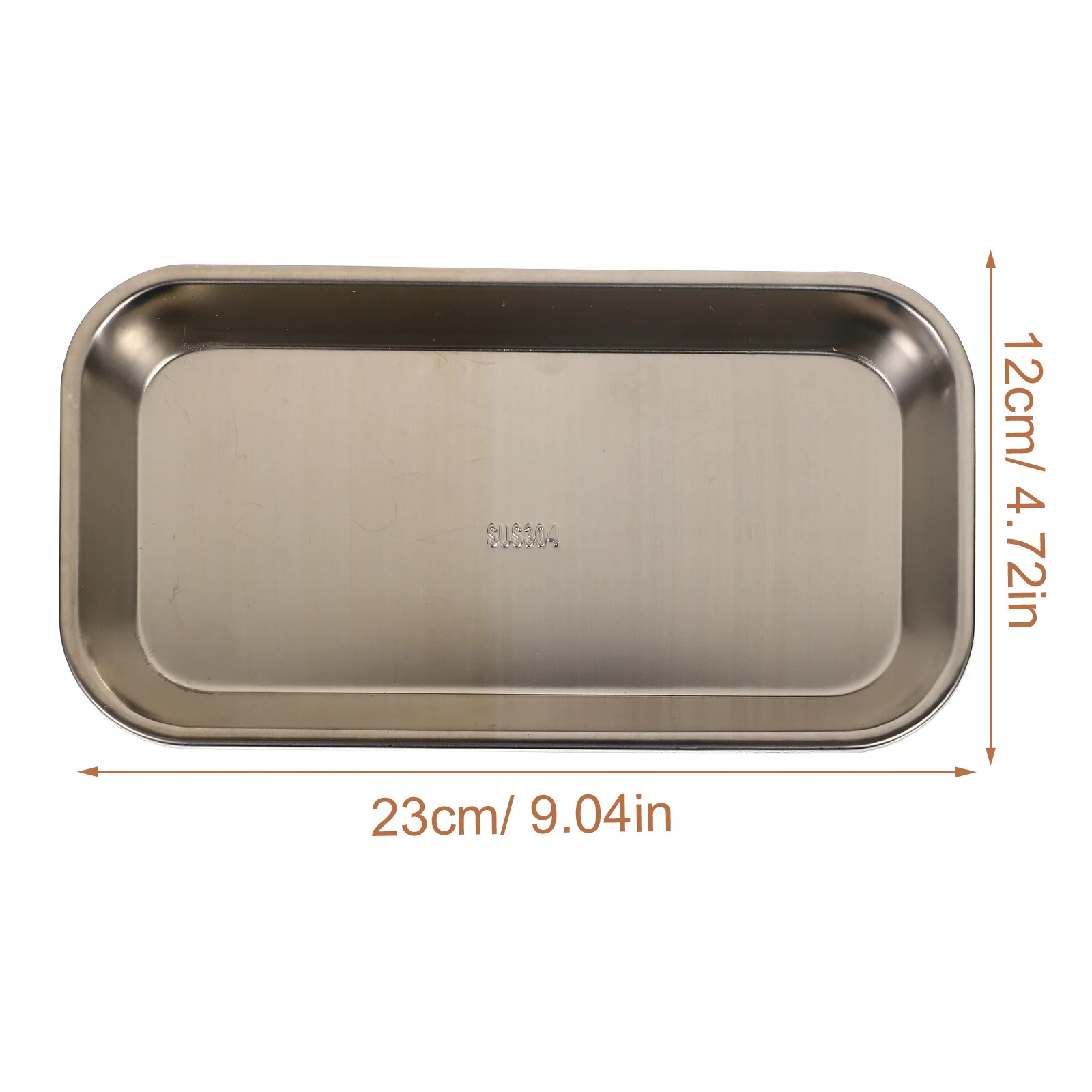 2Pcs Stainless Steel Instrument Tray 304 Professional Dental Flat Thick Reusable Rounded Edge Tray for Surgery Food