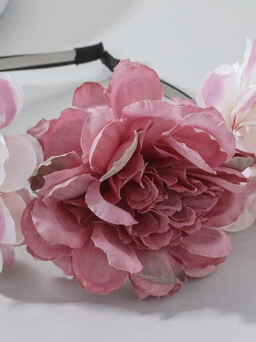 

Bohemian Floral Headband Pink Hair Accessory For Women Valentines Day