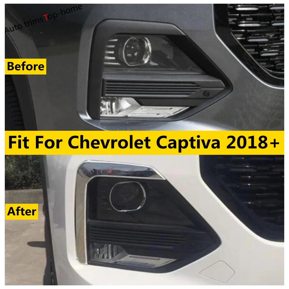 

For Chevrolet Captiva 2018 - 2021 Front Fog Lights Lamps Frame Eyelid Eyebrow Strip Decor Cover Trim Car ABS Chrome Accessories