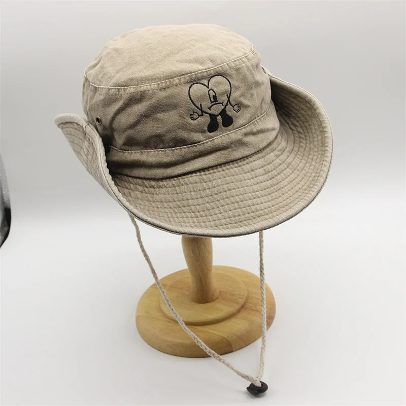 Cotton Embroidered Bad Bunny Fisherman Hat UN VERANO SIN TI Bucket Hat Woman Summer Foldable Sun Hat Man Beach Hat