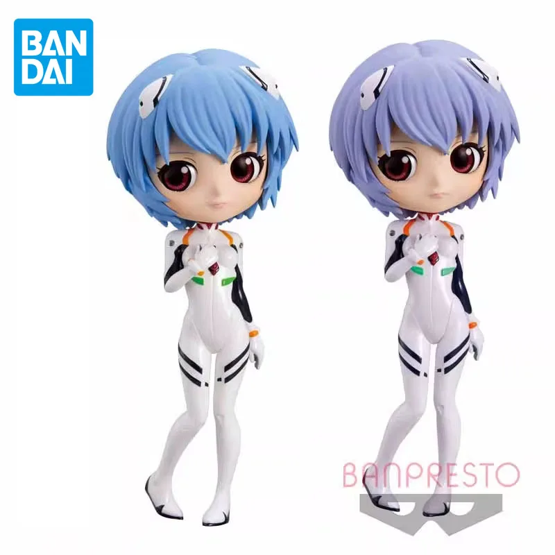 BANDAI Genuine EVA Anime Figure Q posket Ayanami Rei Action Figure Toys For Boys Girls Kids Christmas Gift Collectible Model