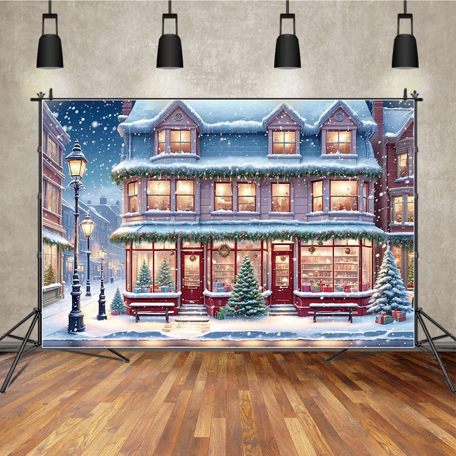 MOON.QG 雪クリスマス背景冬ワンダーランド冷凍誕生日スノーフレーク写真撮影の背景家族冬の森の装飾