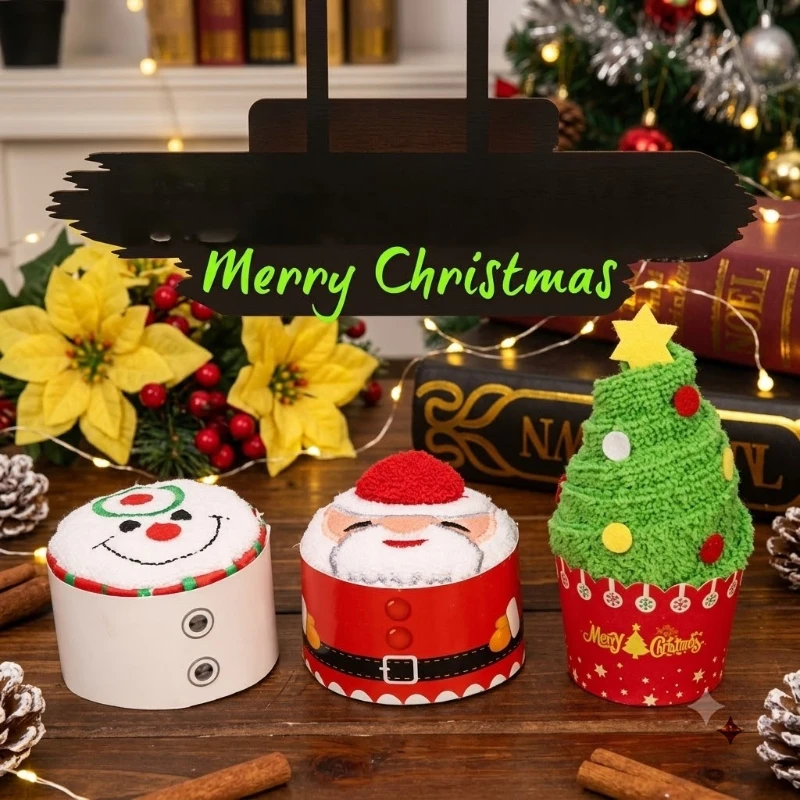 Embroidery Xmas Decorations - Noel Havluları 30*30 cm Sevimli Kek