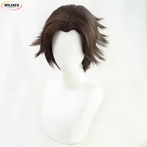 Game LOL Arcane Viktor Cosplay Wig The Machine Herald Viktor Short Brown Heat Resistant Synthetic Hair Anime Wigs + Wig Cap