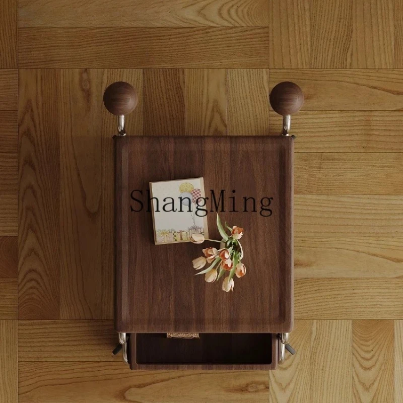 

FG home premium sense retro black walnut edge few living room new removable trolley