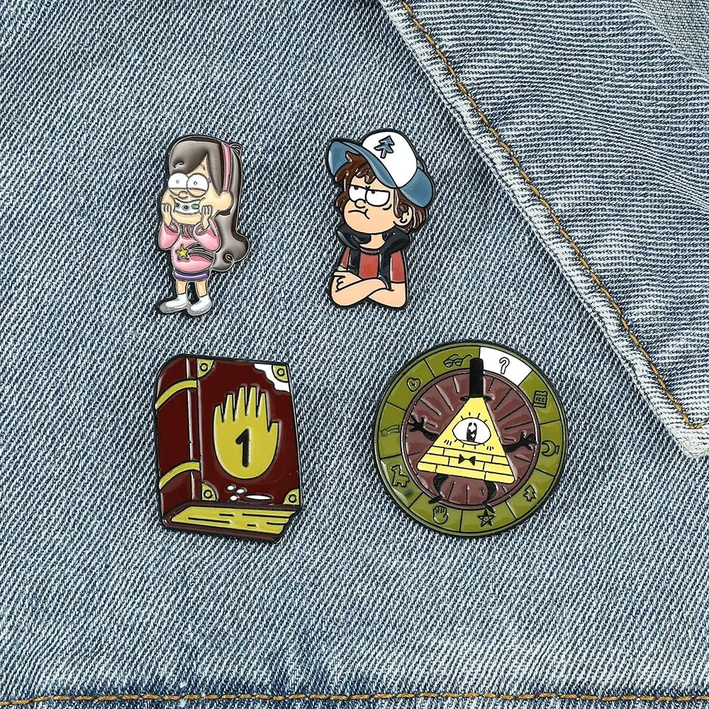 Gravity Falls Lapel Pins Disnes Anime Figure Mabel Dipper Pines Badge Metal Enamel Brooch for Kids Gifts Jewelry  Backpack Pins