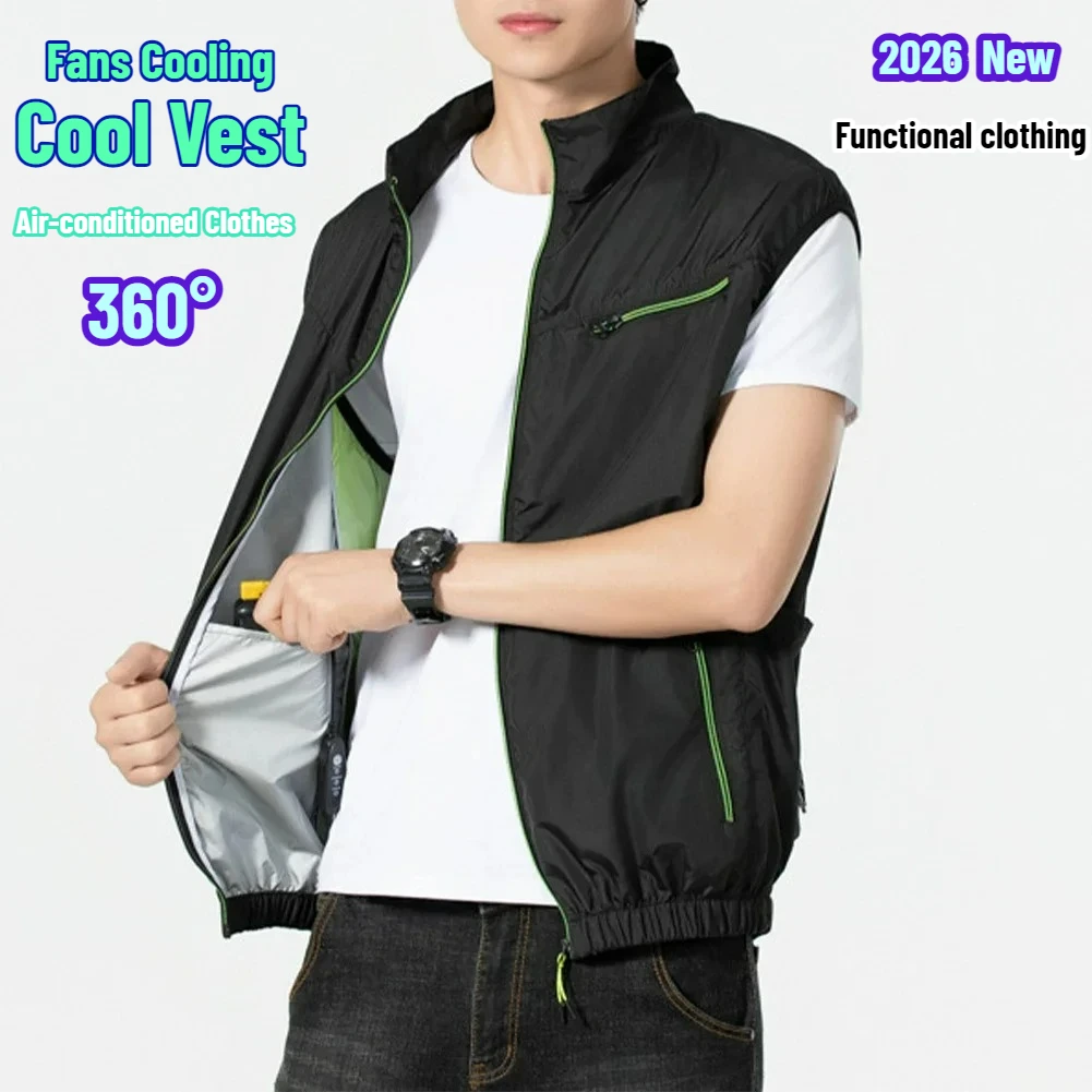 

Wearable Cooling Fan Vest Ice Heat Resistant Sun Sleeveless Workwear Breathable Air-Conditioned Jacket for Hot Weather Fishing