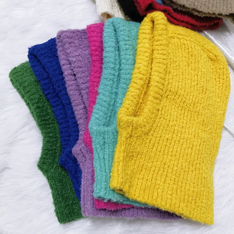 Colorful Thick Warm Neck One in One Autumn and Winter Ear Protection Wool Knit Hats for Women Hot Selling