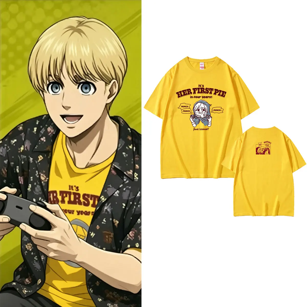 Anime Attack on Titan Armin Arlert Same Style T-shirt Men Women Manga Casual Humor T Shirts Men's 100% Cotton Oversized T-shirts