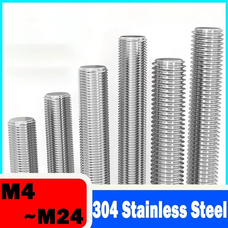 1Pcs M4 M5 M6 M8 M10 M12 M14 M16 M18 M20 M22 M24 304 Stainless Steel Left Hand Thread Fully Threaded Rods Bar Stud