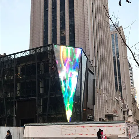 Przezroczysty holograficzny wyświetlacz LED 3D do użytku wewnętrznego, do wind w centrach handlowych, P3.91 P2.6, wysokiej rozdzielczości ściana wideo.