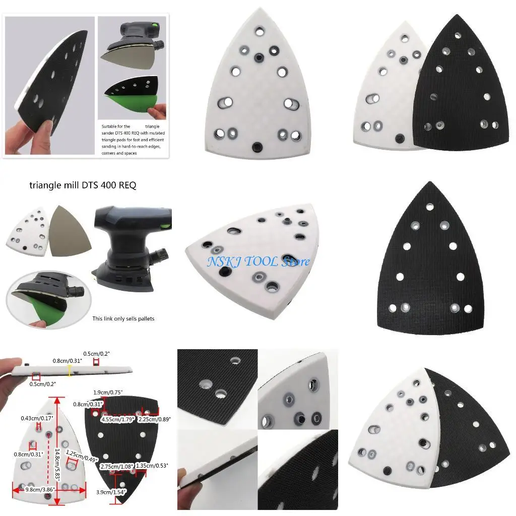 

L8RC 98x148mmm/3.86x5.83'' Triangular Hook & Loop Sanding Disc 4 7 Holes Polishing Sanding Pad Compatible for w/ 400