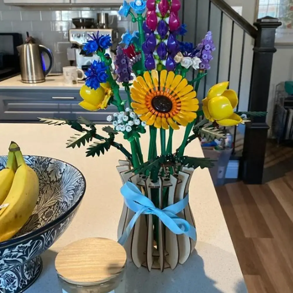 Wooden Puzzle Flower Vase For Flower Bouquet Building Set 2024 New Display Stand Gift For Flower Lovers