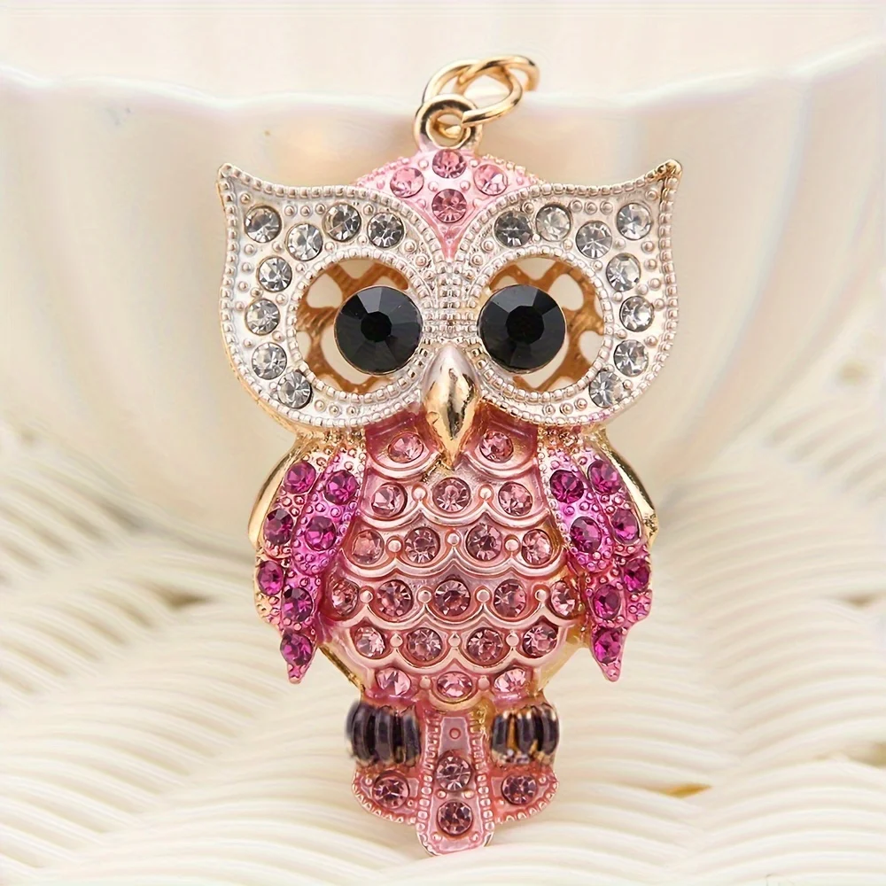 Glitter Owl Keychain for Car Keys,Wallet, Crystal Rhinestones Keychain Accessories,Great Gift for Women Girls.